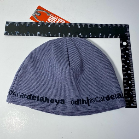 Vintage Oscar De La Hoya Beanie Hat Knit Stocking Grey Black Golden Boy Boxing - Picture 7 of 7